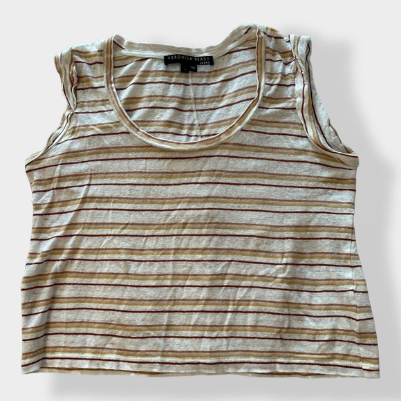 Veronica Beard Jeans Arion Striped Linen Muscle Tee‎ Size S - Picture 1 of 8